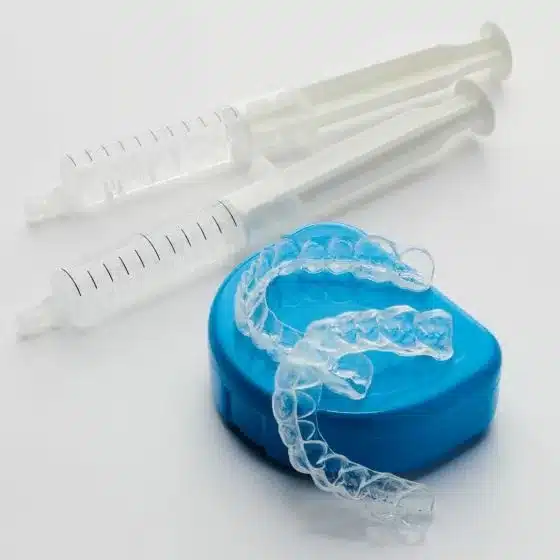 What are teeth whitening trays made of?